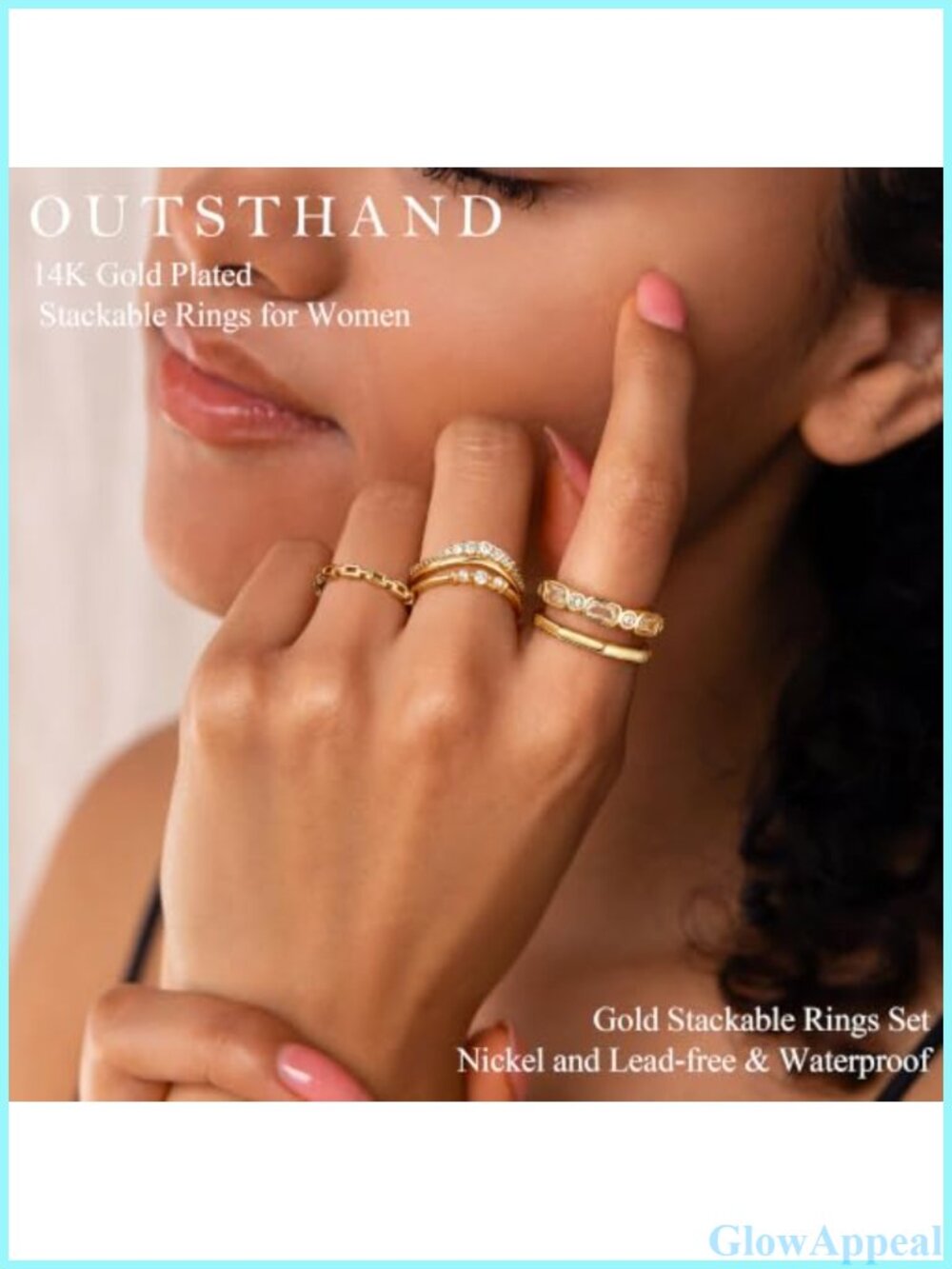 Stackable CZ Rings Set Brass Band Stacking Rings 5 Pieces - Picture 2 of 6